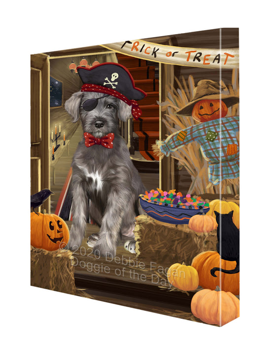 Enter at Your Own Risk Halloween Trick or Treat Wolfhound Dogs Canvas Wall Art - Premium Quality Ready to Hang Room Decor Wall Art Canvas - Unique Animal Printed Digital Painting for Decoration CVS261