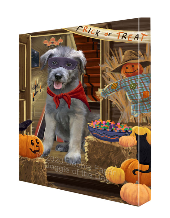 Enter at Your Own Risk Halloween Trick or Treat Wolfhound Dogs Canvas Wall Art - Premium Quality Ready to Hang Room Decor Wall Art Canvas - Unique Animal Printed Digital Painting for Decoration CVS262