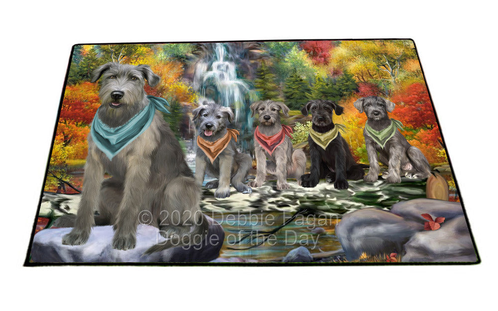 Scenic Waterfall Wolfhound Dogs Floormat FLMS55780