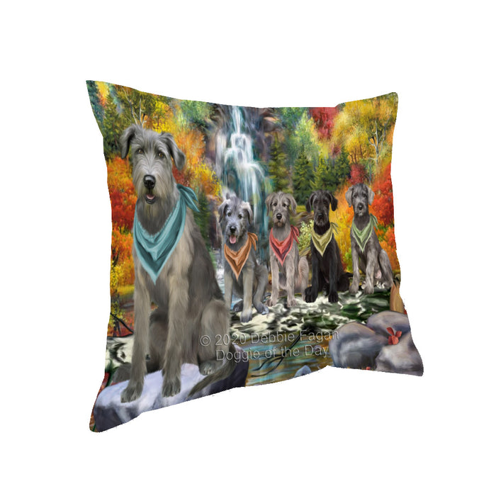 Scenic Waterfall Wolfhound Dogs Pillow with Top Quality High-Resolution Images - Ultra Soft Pet Pillows for Sleeping - Reversible & Comfort - Ideal Gift for Dog Lover - Cushion for Sofa Couch Bed - 100% Polyester