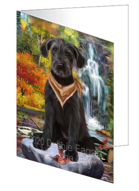 Scenic Waterfall Wolfhound Dog Handmade Artwork Assorted Pets Greeting Cards and Note Cards with Envelopes for All Occasions and Holiday Seasons