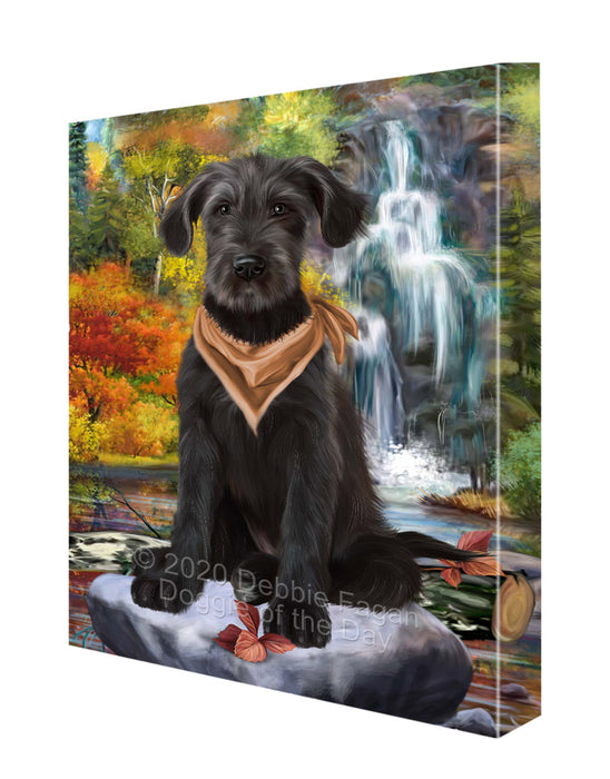 Scenic Waterfall Wolfhound Dog Canvas Wall Art - Premium Quality Ready to Hang Room Decor Wall Art Canvas - Unique Animal Printed Digital Painting for Decoration CVS397