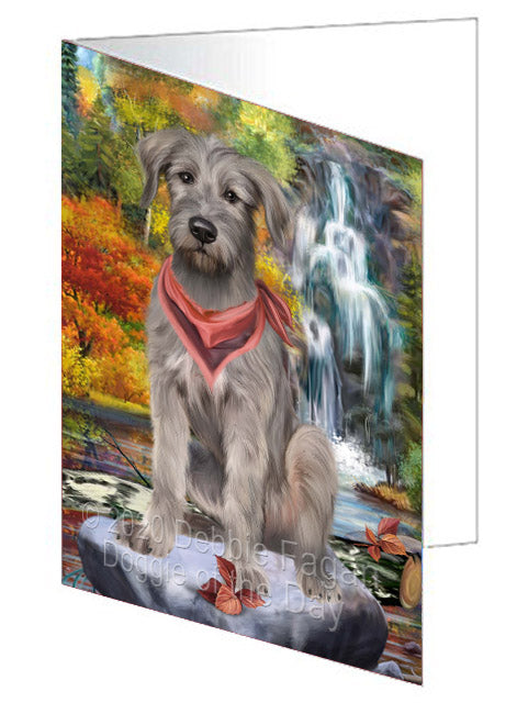Scenic Waterfall Wolfhound Dog Handmade Artwork Assorted Pets Greeting Cards and Note Cards with Envelopes for All Occasions and Holiday Seasons