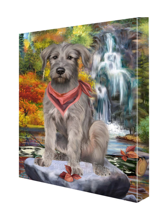Scenic Waterfall Wolfhound Dog Canvas Wall Art - Premium Quality Ready to Hang Room Decor Wall Art Canvas - Unique Animal Printed Digital Painting for Decoration CVS398