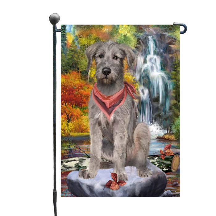 Scenic Waterfall Wolfhound Dog Garden Flags Outdoor Decor for Homes and Gardens Double Sided Garden Yard Spring Decorative Vertical Home Flags Garden Porch Lawn Flag for Decorations GFLG68127