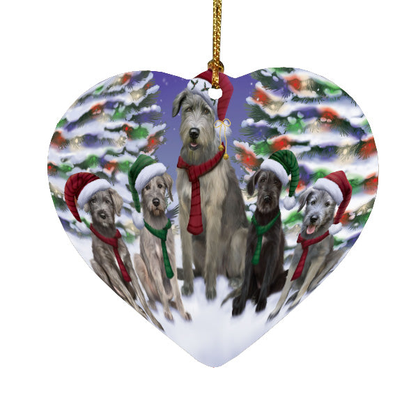 Christmas Happy Holidays Wolfhound Dogs Family Portrait Heart Christmas Ornament HPORA58942