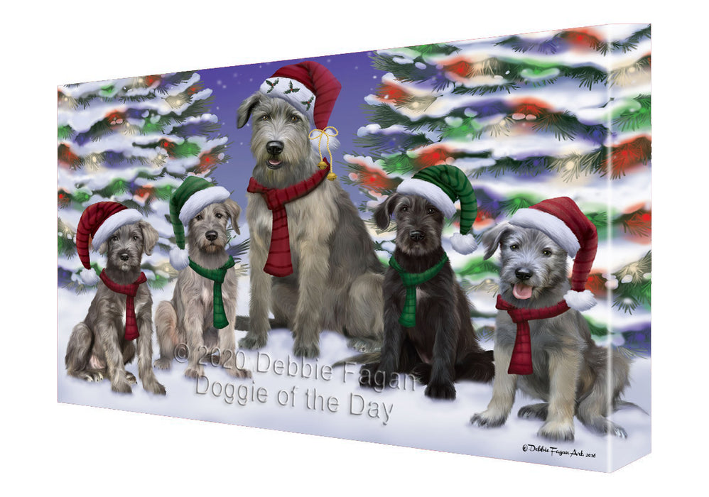 Christmas Happy Holidays Wolfhound Dogs Family Portrait Canvas Wall Art - Premium Quality Ready to Hang Room Decor Wall Art Canvas - Unique Animal Printed Digital Painting for Decoration