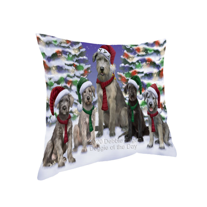 Christmas Happy Holidays Wolfhound Dogs Family Portrait Pillow with Top Quality High-Resolution Images - Ultra Soft Pet Pillows for Sleeping - Reversible & Comfort - Ideal Gift for Dog Lover - Cushion for Sofa Couch Bed - 100% Polyester