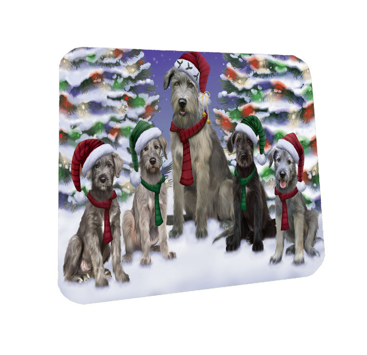 Christmas Happy Holidays Wolfhound Dogs Family Portrait Coasters Set of 4 CSTA58181