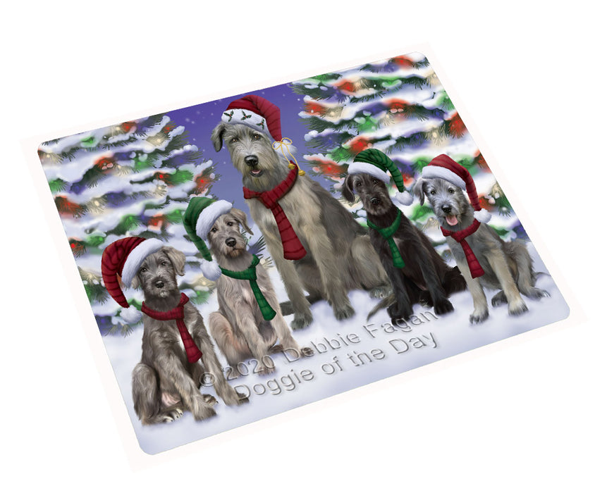 Christmas Happy Holidays Wolfhound Dogs Family Portrait Refrigerator/Dishwasher Magnet - Kitchen Decor Magnet - Pets Portrait Unique Magnet - Ultra-Sticky Premium Quality Magnet