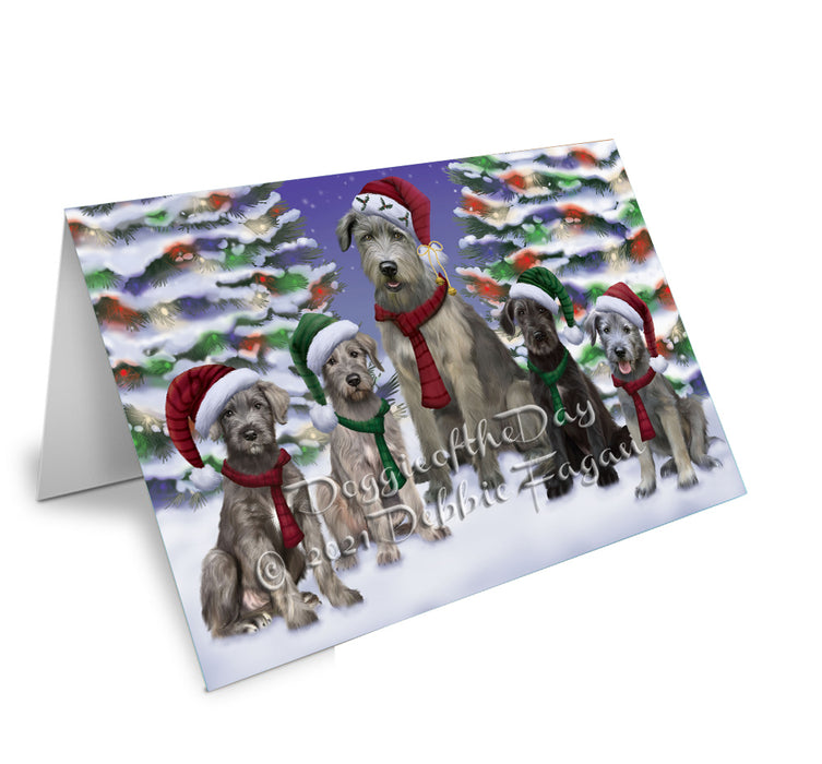 Christmas Family Portrait Wolfhound Dog Handmade Artwork Assorted Pets Greeting Cards and Note Cards with Envelopes for All Occasions and Holiday Seasons