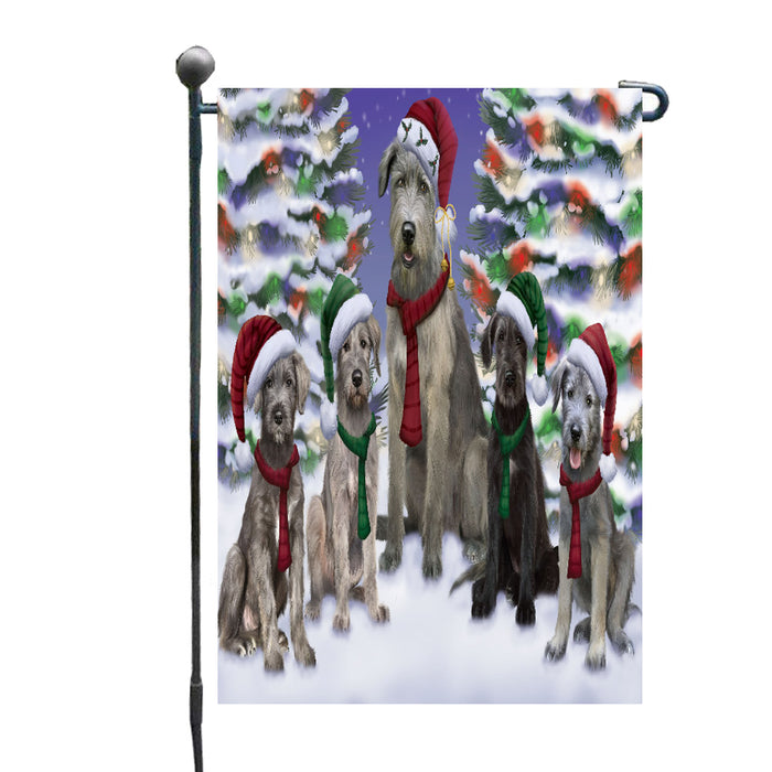 Christmas Happy Holidays Wolfhound Dogs Family Portrait Garden Flags Outdoor Decor for Homes and Gardens Double Sided Garden Yard Spring Decorative Vertical Home Flags Garden Porch Lawn Flag for Decorations