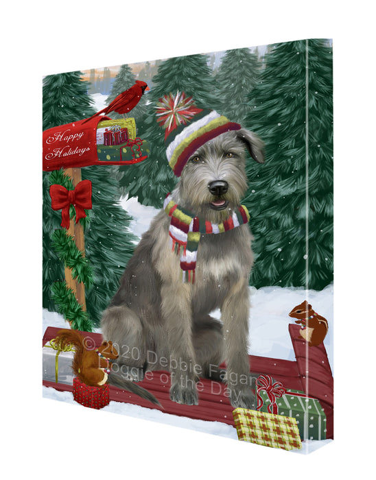 Christmas Woodland Sled Wolfhound Dog Canvas Wall Art - Premium Quality Ready to Hang Room Decor Wall Art Canvas - Unique Animal Printed Digital Painting for Decoration CVS609