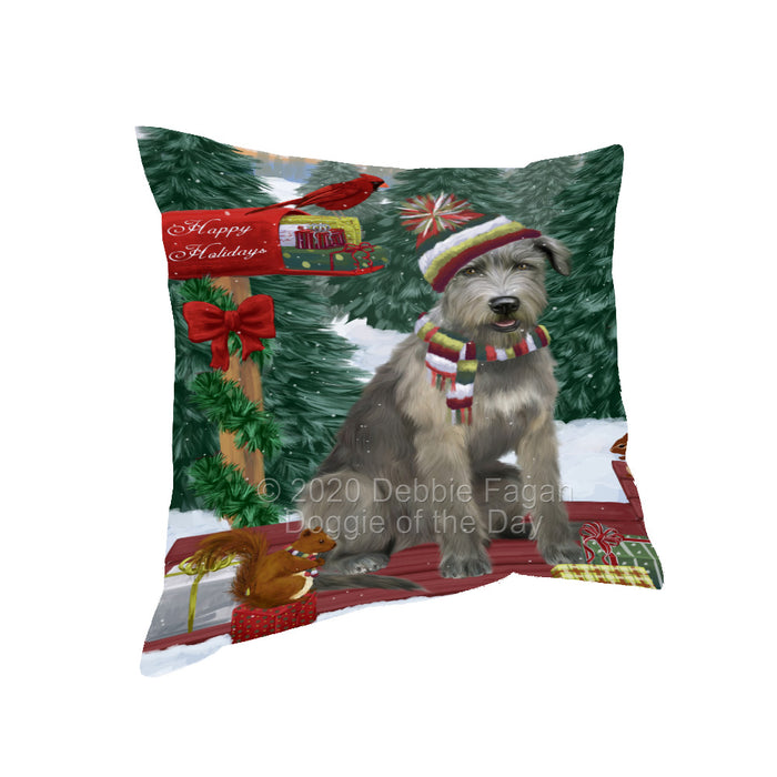 Christmas Woodland Sled Wolfhound Dog Pillow with Top Quality High-Resolution Images - Ultra Soft Pet Pillows for Sleeping - Reversible & Comfort - Ideal Gift for Dog Lover - Cushion for Sofa Couch Bed - 100% Polyester, PILA93652