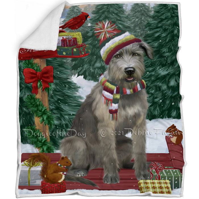 Merry Christmas Woodland Sled Wolfhound Blanket BLNKT142733