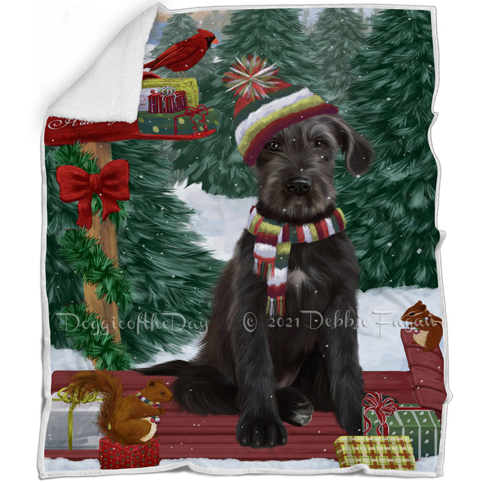Merry Christmas Woodland Sled Wolfhound Blanket BLNKT142734