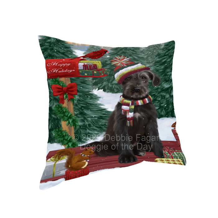 Christmas Woodland Sled Wolfhound Dog Pillow with Top Quality High-Resolution Images - Ultra Soft Pet Pillows for Sleeping - Reversible & Comfort - Ideal Gift for Dog Lover - Cushion for Sofa Couch Bed - 100% Polyester, PILA93655