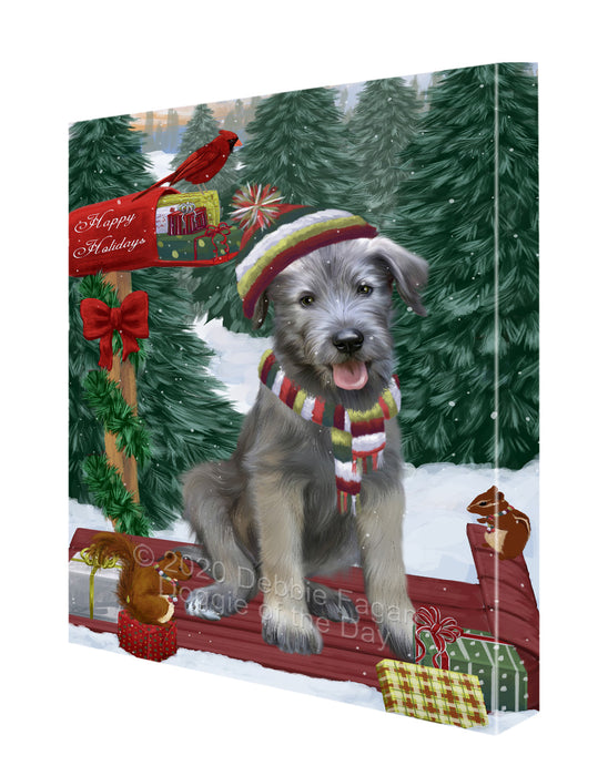 Christmas Woodland Sled Wolfhound Dog Canvas Wall Art - Premium Quality Ready to Hang Room Decor Wall Art Canvas - Unique Animal Printed Digital Painting for Decoration CVS611
