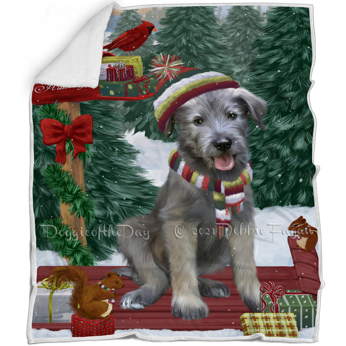Merry Christmas Woodland Sled Wolfhound Blanket BLNKT142735