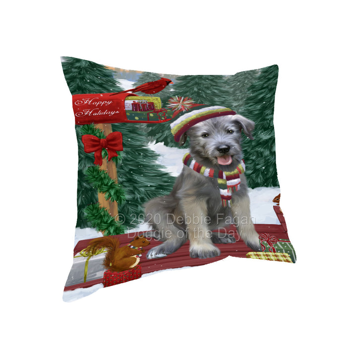Christmas Woodland Sled Wolfhound Dog Pillow with Top Quality High-Resolution Images - Ultra Soft Pet Pillows for Sleeping - Reversible & Comfort - Ideal Gift for Dog Lover - Cushion for Sofa Couch Bed - 100% Polyester, PILA93658