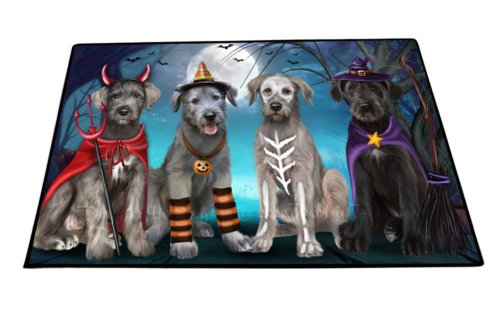 Happy Halloween Trick or Treat Wolfhound Dogs Floor Mat- Anti-Slip Pet Door Mat Indoor Outdoor Front Rug Mats for Home Outside Entrance Pets Portrait Unique Rug Washable Premium Quality Mat