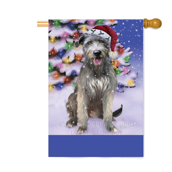 Personalized Winterland Wonderland Wolfhound Dog In Christmas Holiday Scenic Background Custom House Flag FLG-DOTD-A61499