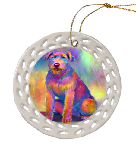 Paradise Wave Wolfhound Dog Doily Ornament DPOR58959