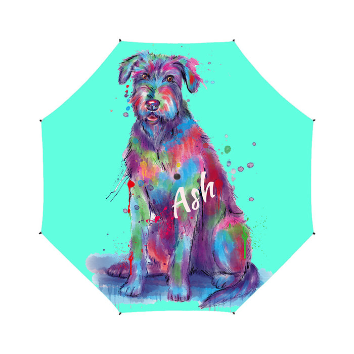 Custom Pet Name Personalized Watercolor Wolfhound DogSemi-Automatic Foldable Umbrella