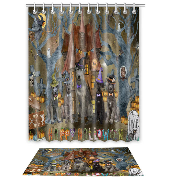 Wolfhound Shower Curtain & Bath Mat Set - Explore a Variety of Personalized Designs - Custom Rug and Curtains with hooks for Bathroom Decor - Pet and Dog Lovers Gift