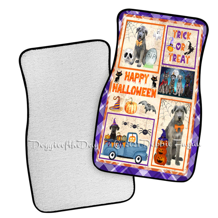Happy Halloween Trick or Treat Wolfhound Dogs Polyester Anti-Slip Vehicle Carpet Car Floor Mats CFM49042