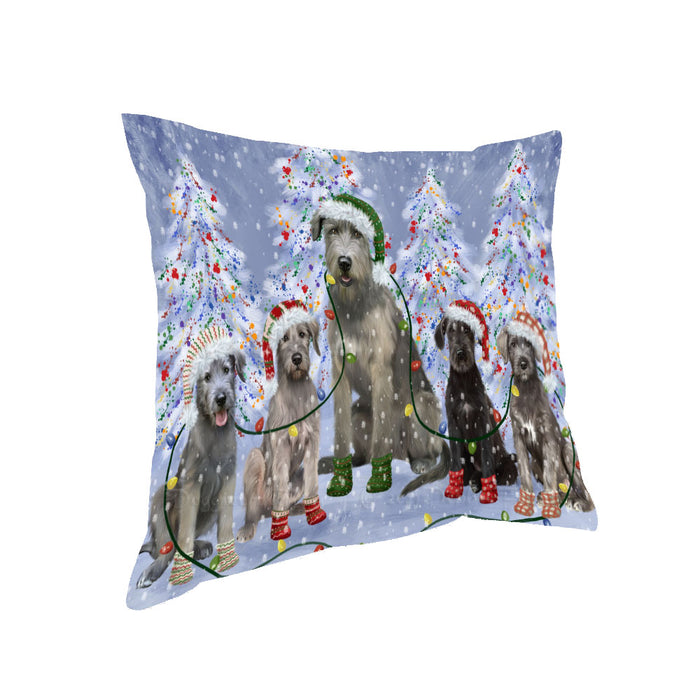 Christmas Lights and Wolfhound Dogs Pillow with Top Quality High-Resolution Images - Ultra Soft Pet Pillows for Sleeping - Reversible & Comfort - Ideal Gift for Dog Lover - Cushion for Sofa Couch Bed - 100% Polyester