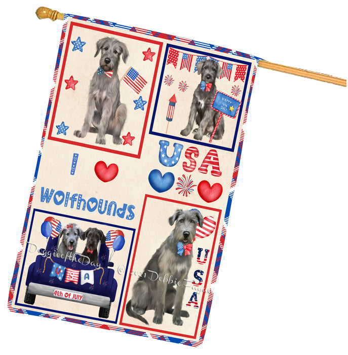 4th of July Independence Day I Love USA Wolfhound Dogs House flag FLG67013
