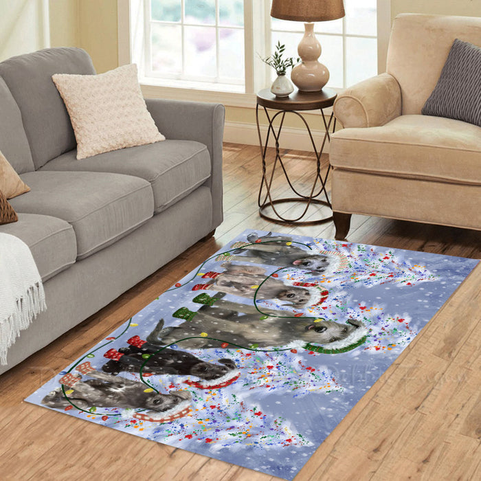 Christmas Lights and Wolfhound Dogs Area Rug - Ultra Soft Cute Pet Printed Unique Style Floor Living Room Carpet Decorative Rug for Indoor Gift for Pet Lovers