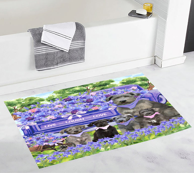 Wolfhound Bath Mat: Explore a Variety of Designs, Personalized, Anti-Slip Bathroom Halloween Rug Mats, Custom, Pet Gift for Dog Lovers