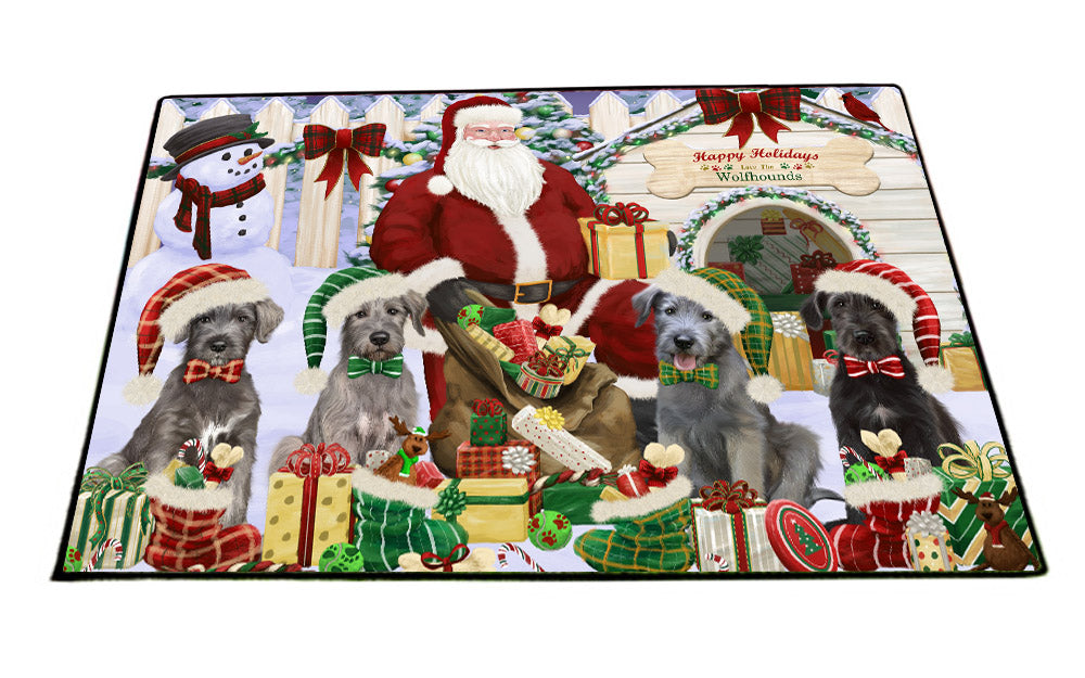 Christmas Dog house Gathering Wolfhound Dogs Floormat FLMS55732