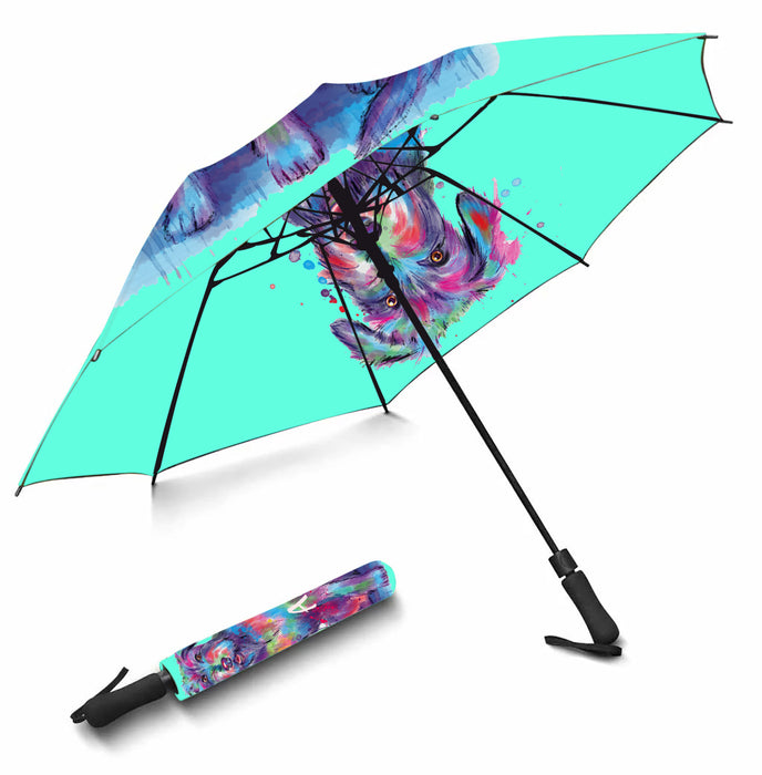 Custom Pet Name Personalized Watercolor Wolfhound DogSemi-Automatic Foldable Umbrella