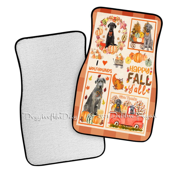 Happy Fall Y'all Pumpkin Wolfhound Dogs Polyester Anti-Slip Vehicle Carpet Car Floor Mats CFM49366