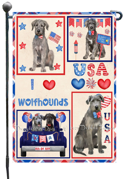 4th of July Independence Day I Love USA Wolfhound Dogs Garden Flag GFLG66957