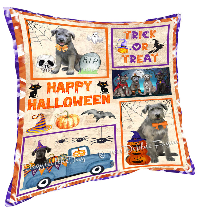 Happy Halloween Trick or Treat Wolfhound Dogs Pillow with Top Quality High-Resolution Images - Ultra Soft Pet Pillows for Sleeping - Reversible & Comfort - Ideal Gift for Dog Lover - Cushion for Sofa Couch Bed - 100% Polyester, PILA88423