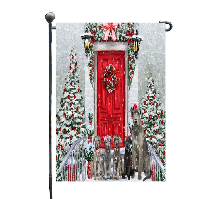 Christmas Holiday Welcome Wolfhound Dogs Garden Flags- Outdoor Double Sided Garden Yard Porch Lawn Spring Decorative Vertical Home Flags 12 1/2"w x 18"h