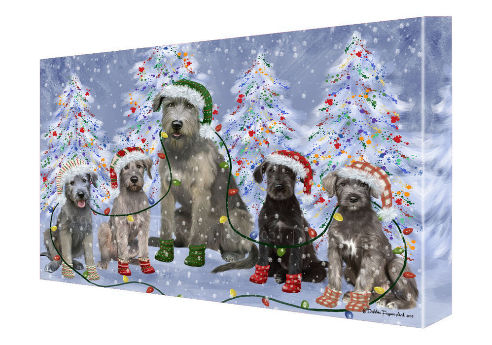 Christmas Lights and Wolfhound Dogs Canvas Wall Art - Premium Quality Ready to Hang Room Decor Wall Art Canvas - Unique Animal Printed Digital Painting for Decoration