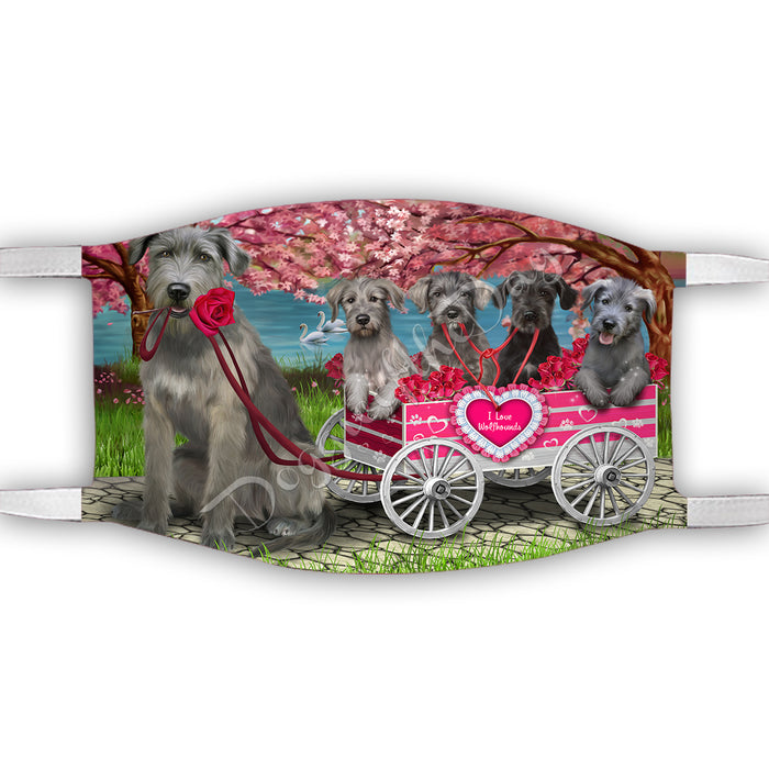 I Love Wolfhound Dogs in a Cart Face Mask FM48200