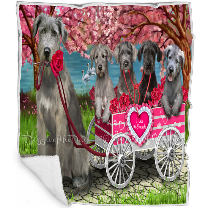 I Love Wolfhound Dogs in a Cart Blanket