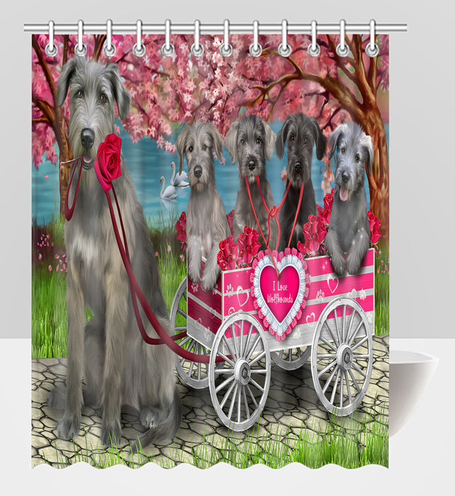 I Love Wolfhound Dogs in a Cart Shower Curtain