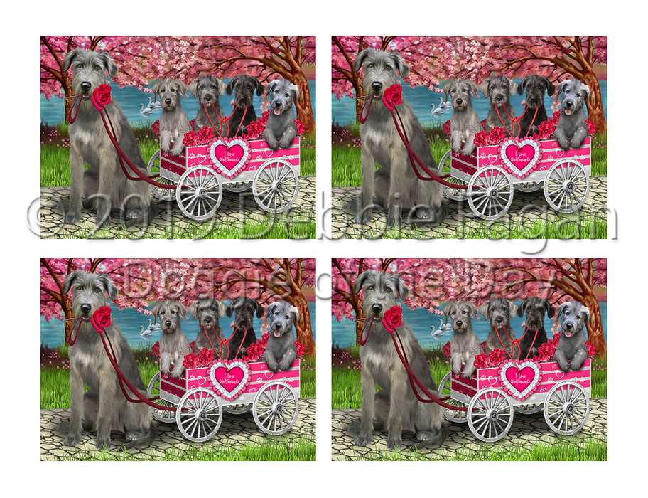 I Love Wolfhound Dogs in a Cart Placemat