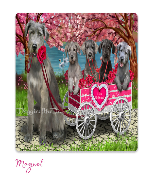 Mother's Day Gift Basket Wolfhound Dogs Blanket, Pillow, Coasters, Magnet, Coffee Mug and Ornament
