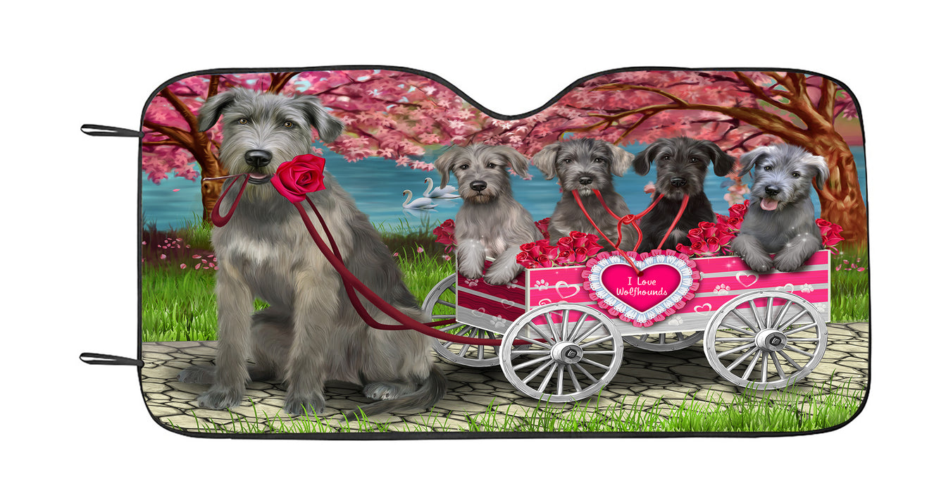 I Love Wolfhound Dogs in a Cart Car Sun Shade