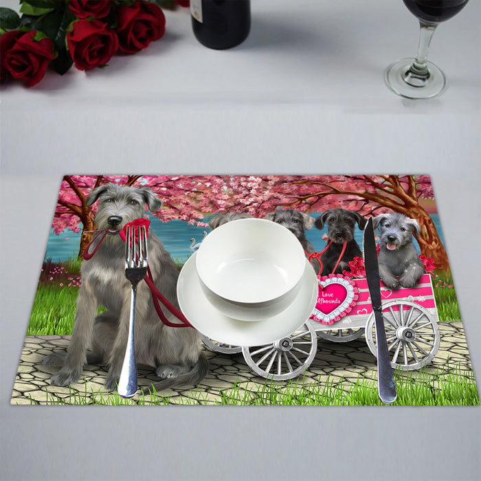 I Love Wolfhound Dogs in a Cart Placemat