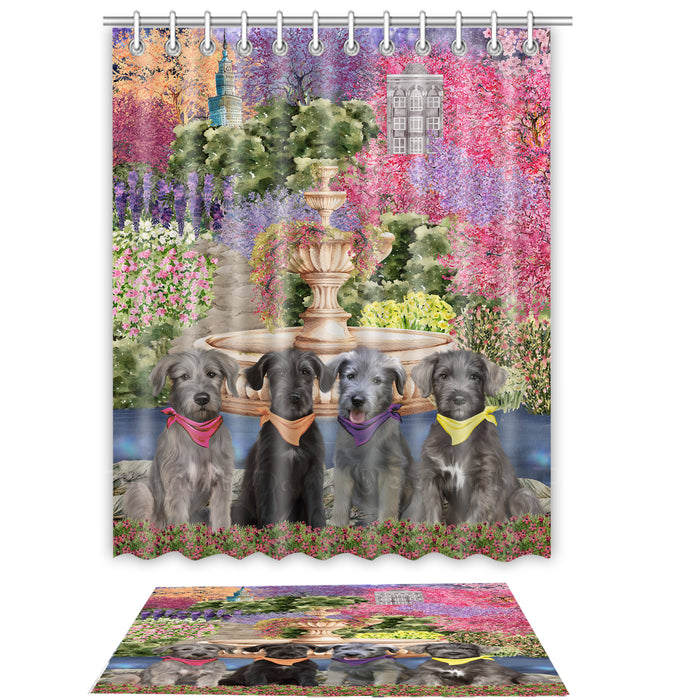 Wolfhound Shower Curtain with Bath Mat Combo: Curtains with hooks and Rug Set Bathroom Decor, Custom, Explore a Variety of Designs, Personalized, Pet Gift for Dog Lovers