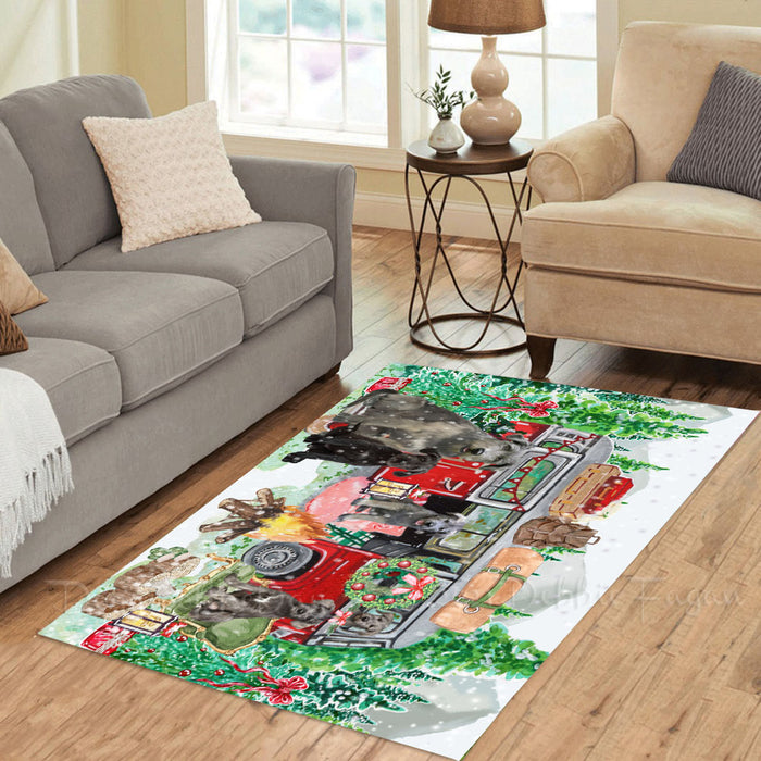 Christmas Time Camping with Wolfhound Dogs Area Rug - Ultra Soft Cute Pet Printed Unique Style Floor Living Room Carpet Decorative Rug for Indoor Gift for Pet Lovers